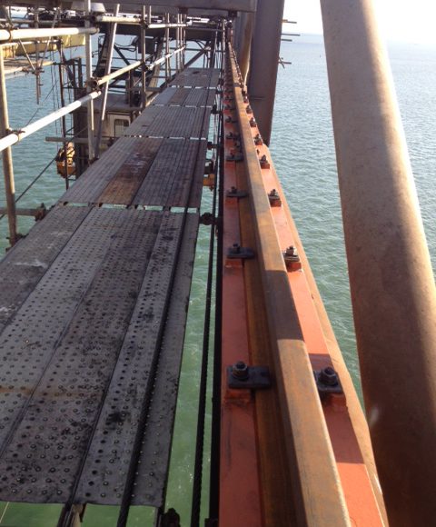Complete installation of crane rails on ship to shore crane